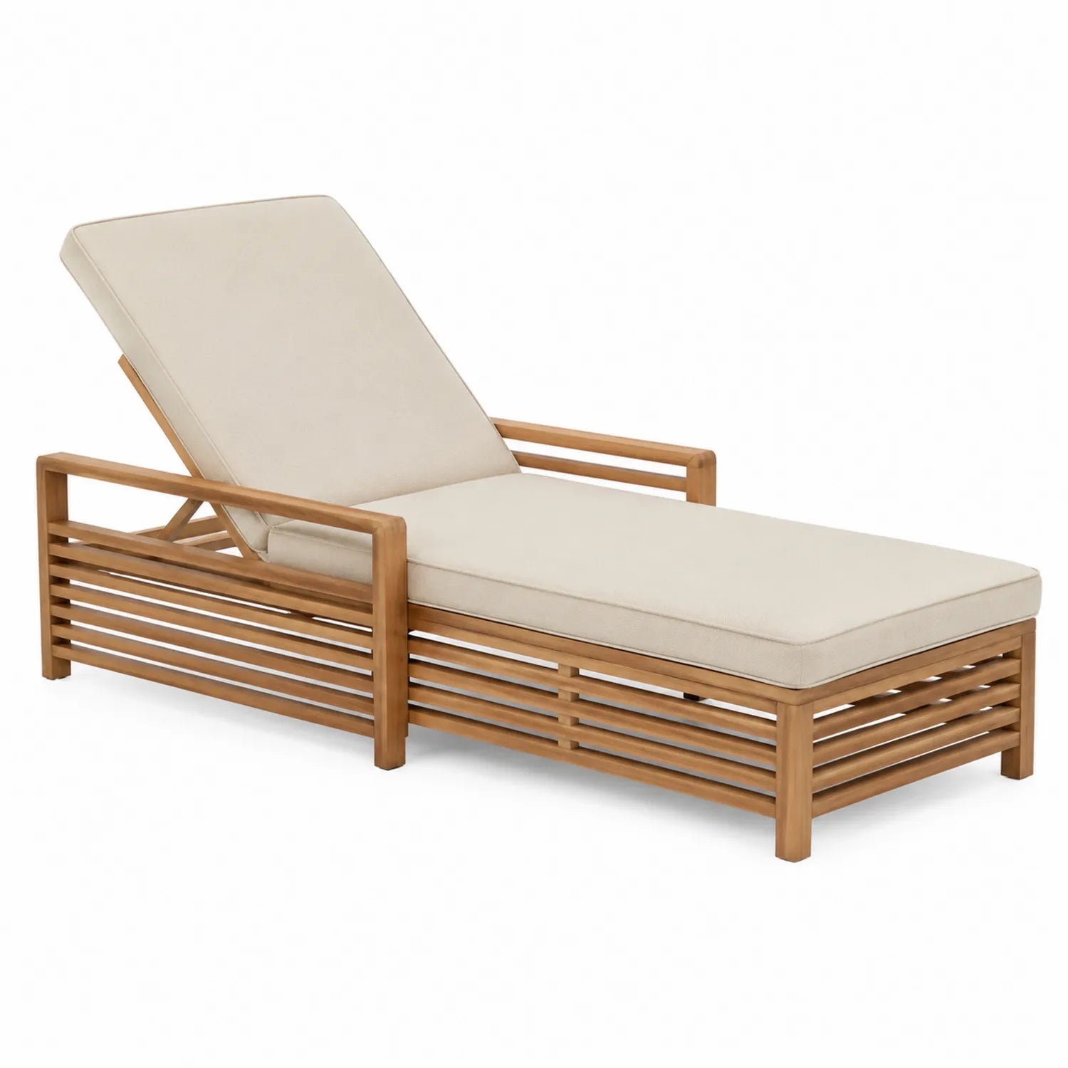 Chaise longue in legno di teak regolabile beige