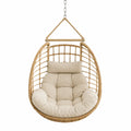 Poltrona Sospesa in Rattan Sintetico con Cuscino Beige