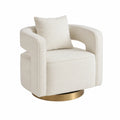 Poltrona girevole in tessuto crema con base in metallo