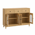 Credenza in Legno con Cassetti e Ante in Vetro