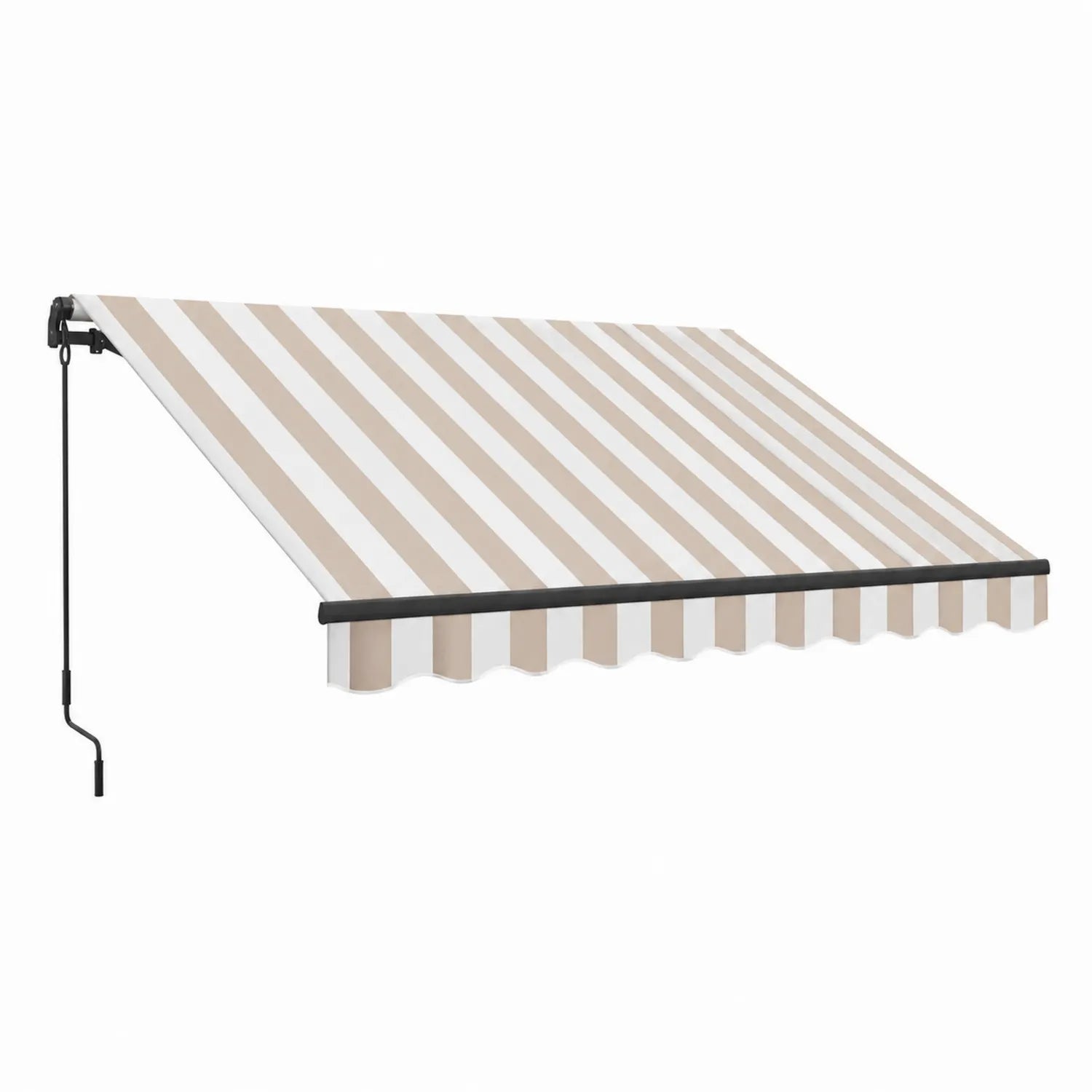 Tenda da Sole Retrattile Poliestere Righe Beige/Bianco 300x250 cm