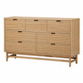 Cassettiera in legno con 6 cassetti color Naturale 150x40x80 cm