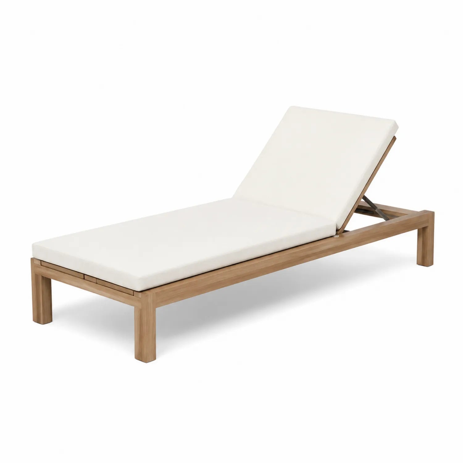 Lettino Sdraio da Esterno in Teak e Tessuto Bianco 200x65x35 cm