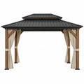 Gazebo da giardino in metallo 4x3 m Marrone Nero Beige