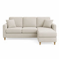 Divano angolare in tessuto con chaise longue e cuscini 230x150x85 cm