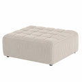 Poggiapiedi in Velluto a Coste Beige 80x80x35 cm