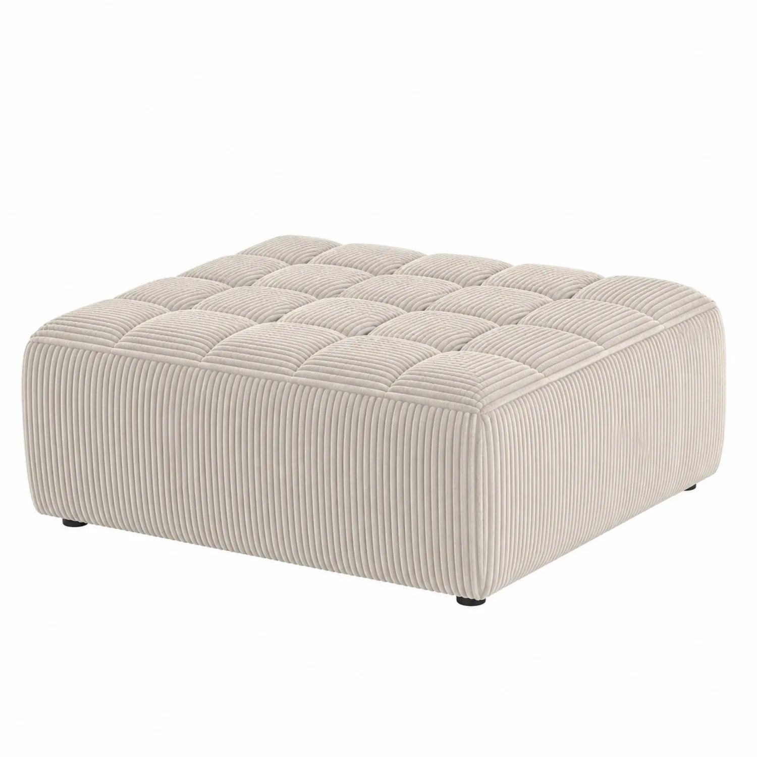 Poggiapiedi in Velluto a Coste Beige 80x80x35 cm