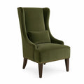 Poltrona in velluto verde con struttura in legno