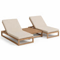 Set Sdraio da Esterno in Legno Tessuto Beige Regolabile