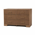 Cassettiera in Legno di Quercia con 6 Cassetti Marrone 80x40x85 cm