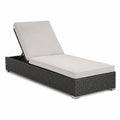 Lettino prendisole in Rattan Sintetico con Cuscino Grigio Chiaro