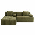 Divano angolare in peluche verde 230x150x85 cm