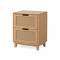Cassettiera in Legno e Rattan con Due Cassetti