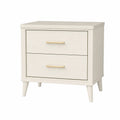 Comodino in legno con 2 cassetti beige