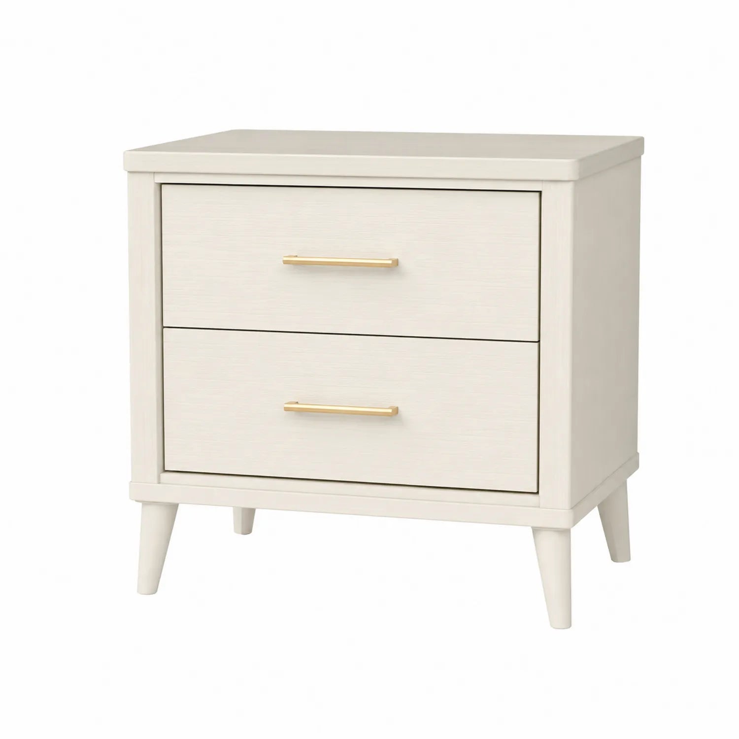 Comodino in legno con 2 cassetti beige