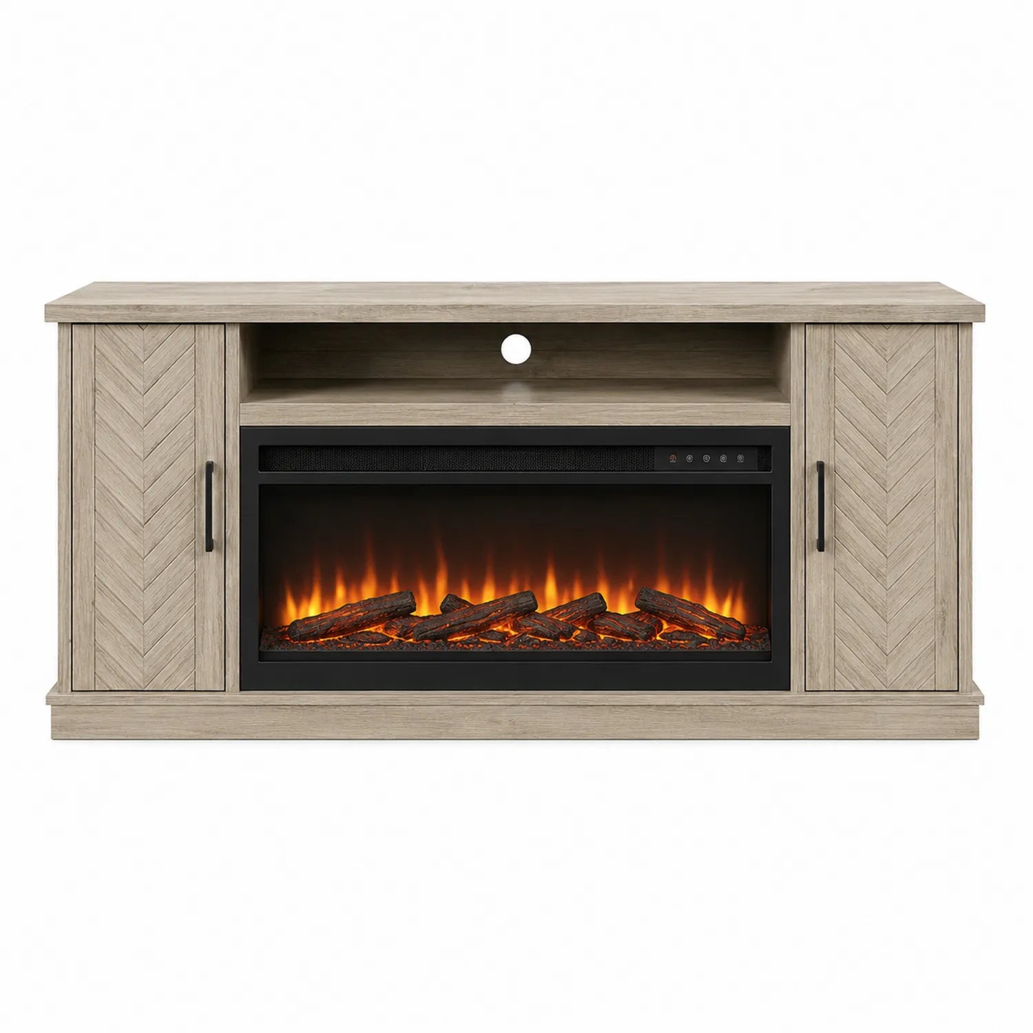 Mobile TV con Camino Elettrico in Legno Composito Beige 152x81x41 cm