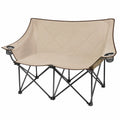 Divanetto pieghevole da esterno in tessuto poliestere beige con porta bicchieri