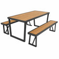 Set tavolo e panche da esterno in legno e metallo nero, 180x75x74 cm