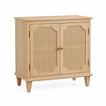 Credenza in Legno con Ante in Rattan Intrecciato